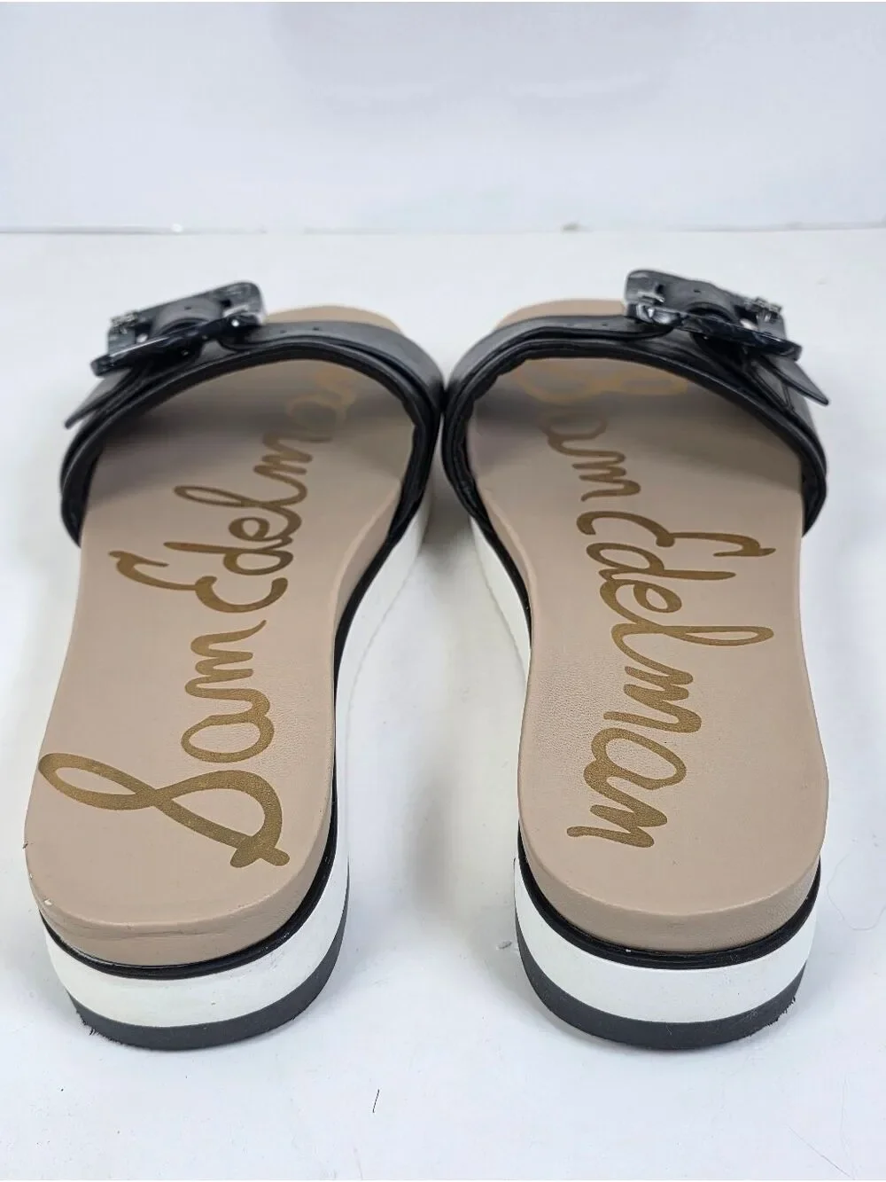 Sam Edelman Ariane Black Leather Buckle Slide Sandals - Picture 7 of 13